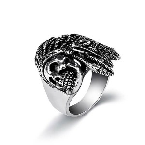 Excellent quality Black Tungsten Ring Blank - Mens Fashion Jewelry Rings 316L Stainless Steel Exaggerated Skull Ring for Men – Ouyuan