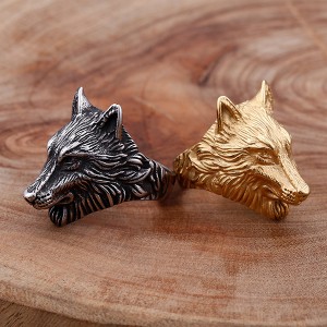 Trendy Retro Hip Hop Punk Style Wolf Stainless Steel Ring