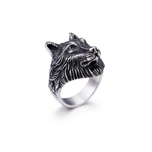 Trendy Retro Hip Hop Punk Style Wolf Stainless Steel Ring