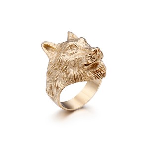 Trendy Retro Hip Hop Punk Style Wolf Stainless Steel Ring