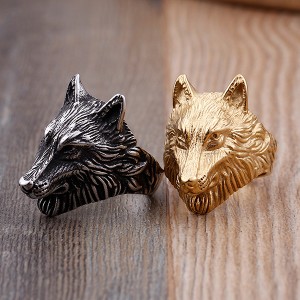 Trendy Retro Hip Hop Punk Style Wolf Stainless Steel Ring