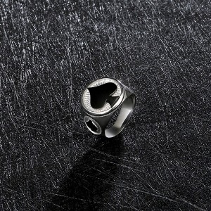 Men’s Stainless Steel Ring Spade Ace Black Silver Vintage Jewelry