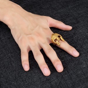 Factory High Quality Stainless Steel Simple Jawless Skull Ring Gold Plated