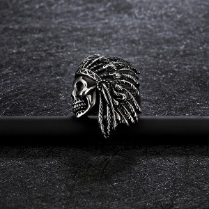 Mens Fashion Jewelry Rings 316L Stainless Steel Exaggerated Skull Ring for Men