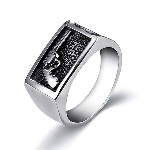 Fashion Stainless Steel Ring Men’s Ring with Gun Pattern