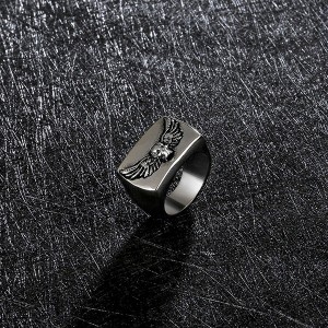 Men’s Fashion Stainless Steel Ring Skull with Wings Rings for Men