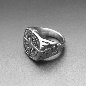 Retro Unisex Four-Pointed Star Stainless Steel Ring Signet Band