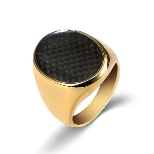 18K Gold Plated Rings for Men Stainless Steel Vintage Biker Signet