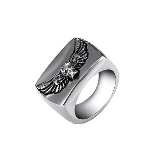 Men’s Fashion Stainless Steel Ring Skull with Wings Rings for Men