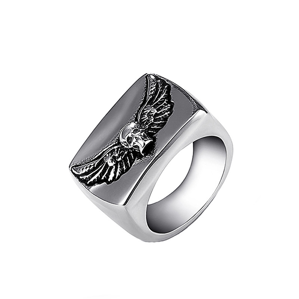 Europe style for Carbon Fiber Tungsten Carbide Ring - Men’s Fashion Stainless Steel Ring Skull with Wings Rings for Men – Ouyuan