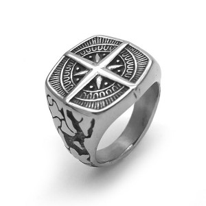 Retro Unisex Four-Pointed Star Stainless Steel Ring Signet Band