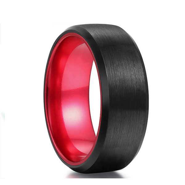 Factory made hot-sale Tungsten Ring Vs Stainless Steel - Classic Black Tungsten Ring with Red Plating Inside for Hot Sell – Ouyuan