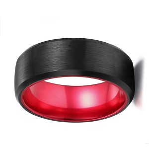 Classic Black Tungsten Ring with Red Plating Inside for Hot Sell