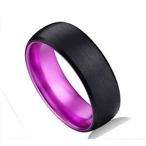 Classic Black Tungsten Ring with Purple Plating Inside for Hot Sell