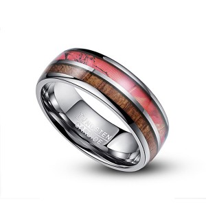 Customized Double-Slotted Wood Grain Men’s Tungsten Ring