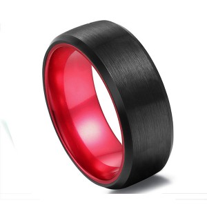 Classic Black Tungsten Ring with Red Plating Inside for Hot Sell