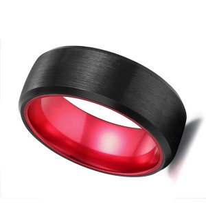 Classic Black Tungsten Ring with Red Plating Inside for Hot Sell