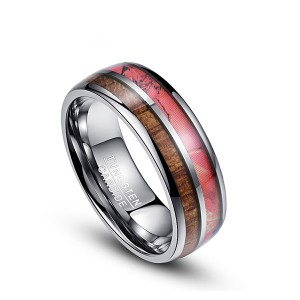 China wholesale Tungsten Ring Cracked - Customized Double-Slotted Wood Grain Men’s Tungsten Ring – Ouyuan