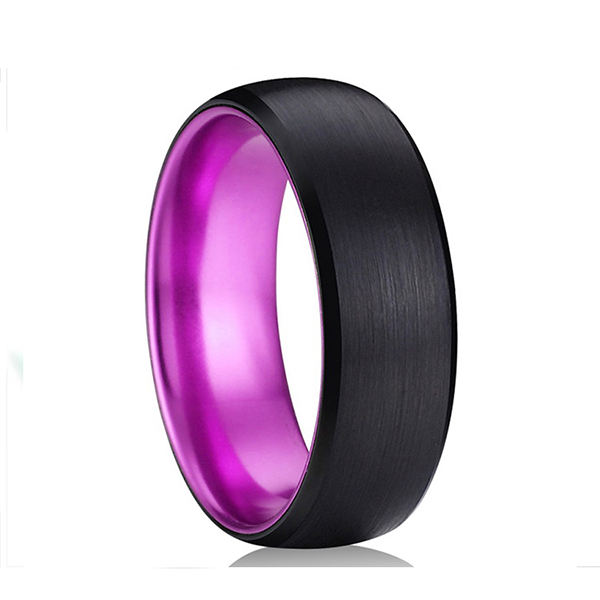 Professional China Are Tungsten Carbide Rings Durable - Classic Black Tungsten Ring with Purple Plating Inside for Hot Sell  – Ouyuan