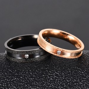 Frosted Diamond High Polished Stainless Steel Ring for Couple