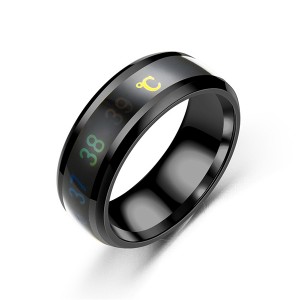 8mm Mens Rings Stainless Steel Temperature Monitor Ring Jewelry Colorful Digital Ring