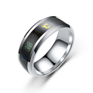 8mm Mens Rings Stainless Steel Temperature Monitor Ring Jewelry Colorful Digital Ring