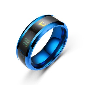 8mm Mens Rings Stainless Steel Temperature Monitor Ring Jewelry Colorful Digital Ring