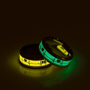 Fashion Dark Luminous Ring Tungsten Steel Ring Promise Heartbeat Ring Glowing Jewelry