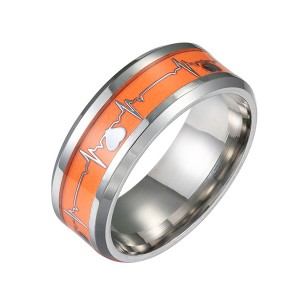 Fashion Dark Luminous Ring Tungsten Steel Ring Promise Heartbeat Ring Glowing Jewelry