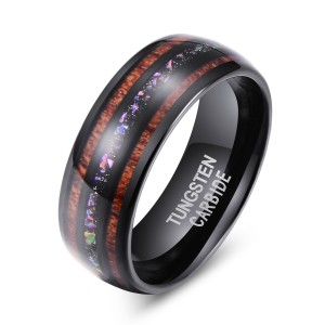 Hot sale Wedding Gift 8mm comfort fit Wedding Band Wood Inlay Men Tungsten Ring