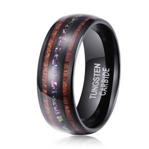 Hot sale Wedding Gift 8mm comfort fit Wedding Band Wood Inlay Men Tungsten Ring