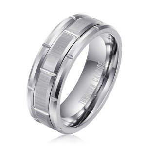 China tungsten rings men combination rings silver plated 8mm men tungsten men fashion jewelry