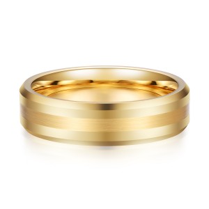 8mm Men Gold Brushed Finished Tungsten Ring For Unisex