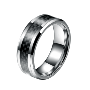 Classic Blue Carbon Fiber Men Rings 100% Tungsten Carbide Black Ring