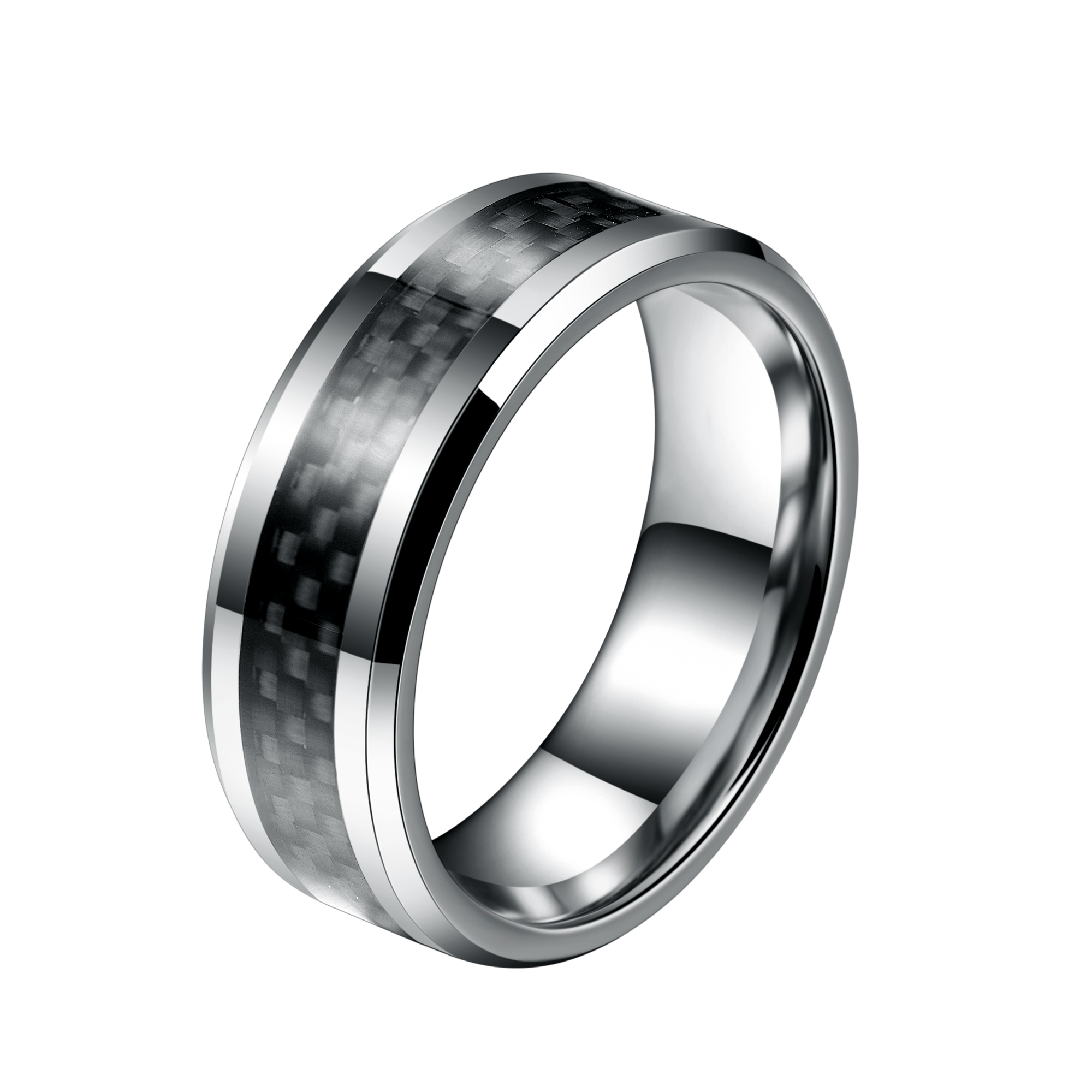 Classic Blue Carbon Fiber Men Rings 100% Tungsten Carbide Black Ring Featured Image