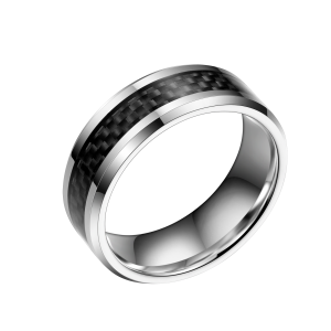 Classic Blue Carbon Fiber Men Rings 100% Tungsten Carbide Black Ring