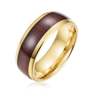 Best Selling Jewelry 8mm Tungsten Steel Ring Black Tungsten Ring With Wood Inlay For Man