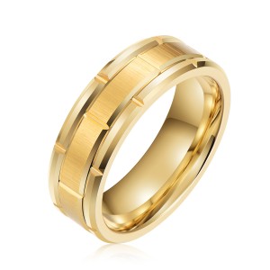 Fashion 8mm Rose Gold Tungsten Cut Ring For Men