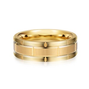 Fashion 8mm Rose Gold Tungsten Cut Ring For Men