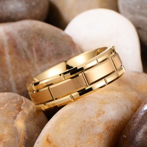 Fashion 8mm Rose Gold Tungsten Cut Ring For Men