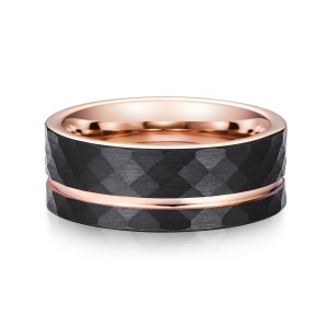 8mm Tungsten Carbide Ring Domed Rose Gold Plated Black Brushed Groove Men Women Wedding Band Fashion Jewelry Rings