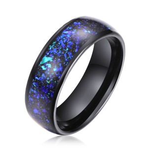 Wholesale Blue Opal Inaly Tungsten Wedding Rings Trade Fashion Jewelry