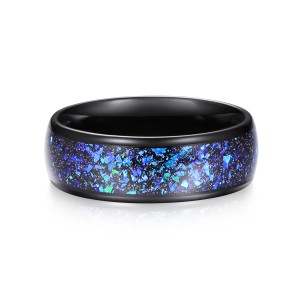 Wholesale Blue Opal Inaly Tungsten Wedding Rings Trade Fashion Jewelry