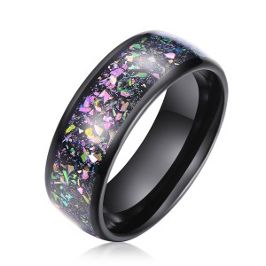 8mm His And Her Set Tungsten Carbide Couple Ring Wedding Bands With Opal Inlay