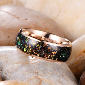 china tungsten ring opal inlay gold plated men 8mm galaxy opal men brushed tungsten carbide ring