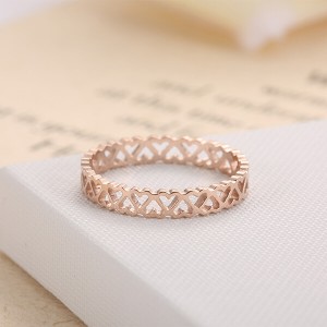 Classic Style Hollow-out Rose Gold Color Titanium Ring Ladies Fashion Rings