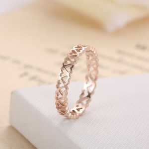 Classic Style Hollow-out Rose Gold Color Titanium Ring Ladies Fashion Rings