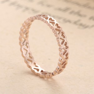 Classic Style Hollow-out Rose Gold Color Titanium Ring Ladies Fashion Rings