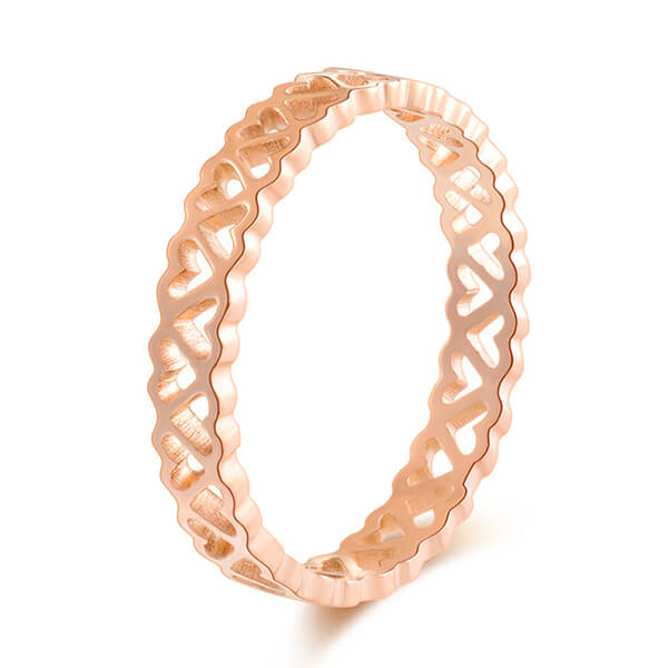 Classic Style Hollow-out Rose Gold Color Titanium Ring Ladies Fashion Rings Featured Image