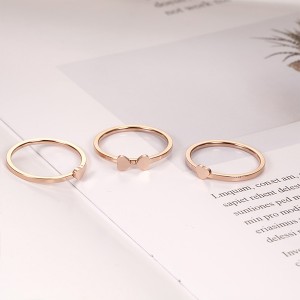 Four Leaf Clover 3pcs 2mm Stacking Rose Gold Rings for Women High Polished Surface